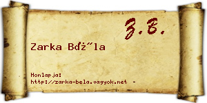 Zarka Béla névjegykártya